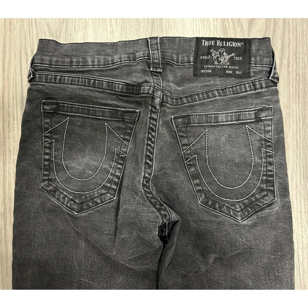 True‎ Religion Geno Relaxed Slim Jeans Faded Black Mens Size 31 Horseshoe Stitch